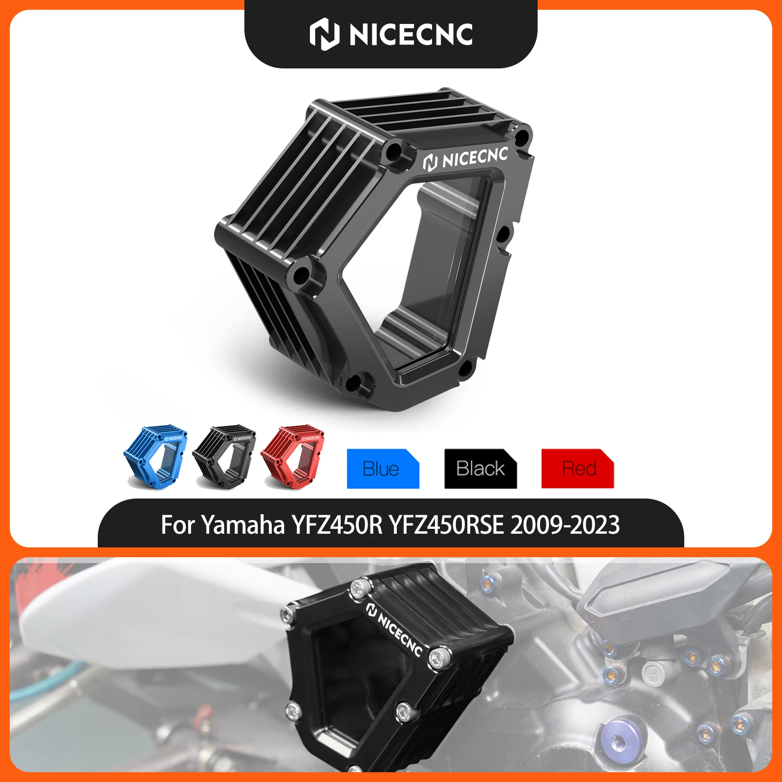 NICECNC For Yamaha YFZ450R RSE 2009-2023 Crankcase Guard Engine Cover Heat Dissipation Aluminum View Window ATV Accessories