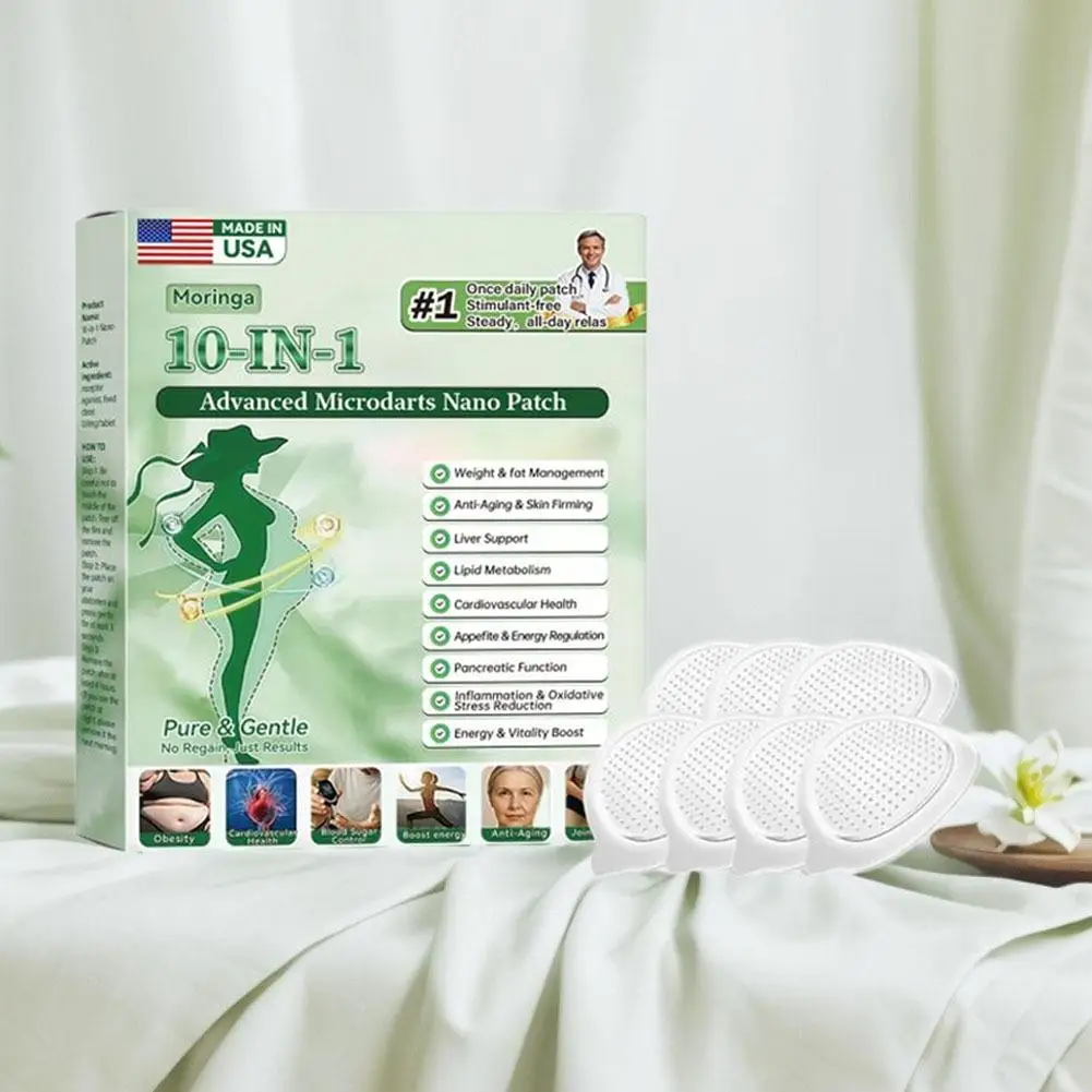 

Натуральные патчи с микроиглами Moringa Nad Plus 10 в 1, идеально подходят для контроля веса, ухода за телом и ежедневного использования для мужчин и женщин.