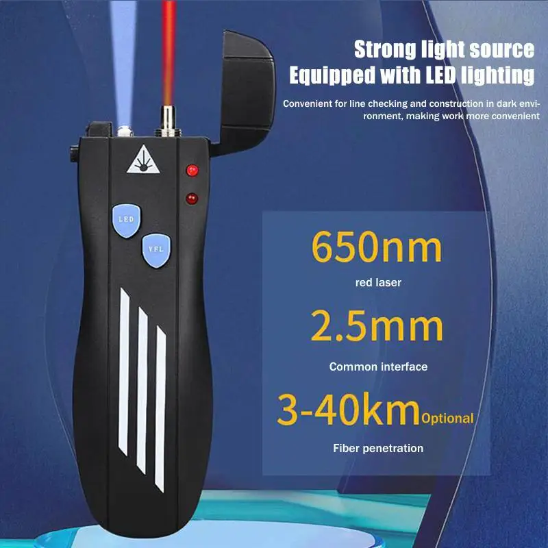 محدد موقع الأخطاء البصرية الصغيرة 1/10/20/30/50 ميجا واط قابل لإعادة الشحن VFL جهاز اختبار كابل الألياف البصرية SC/FC/ST 2.5 مللي متر واجهة #5