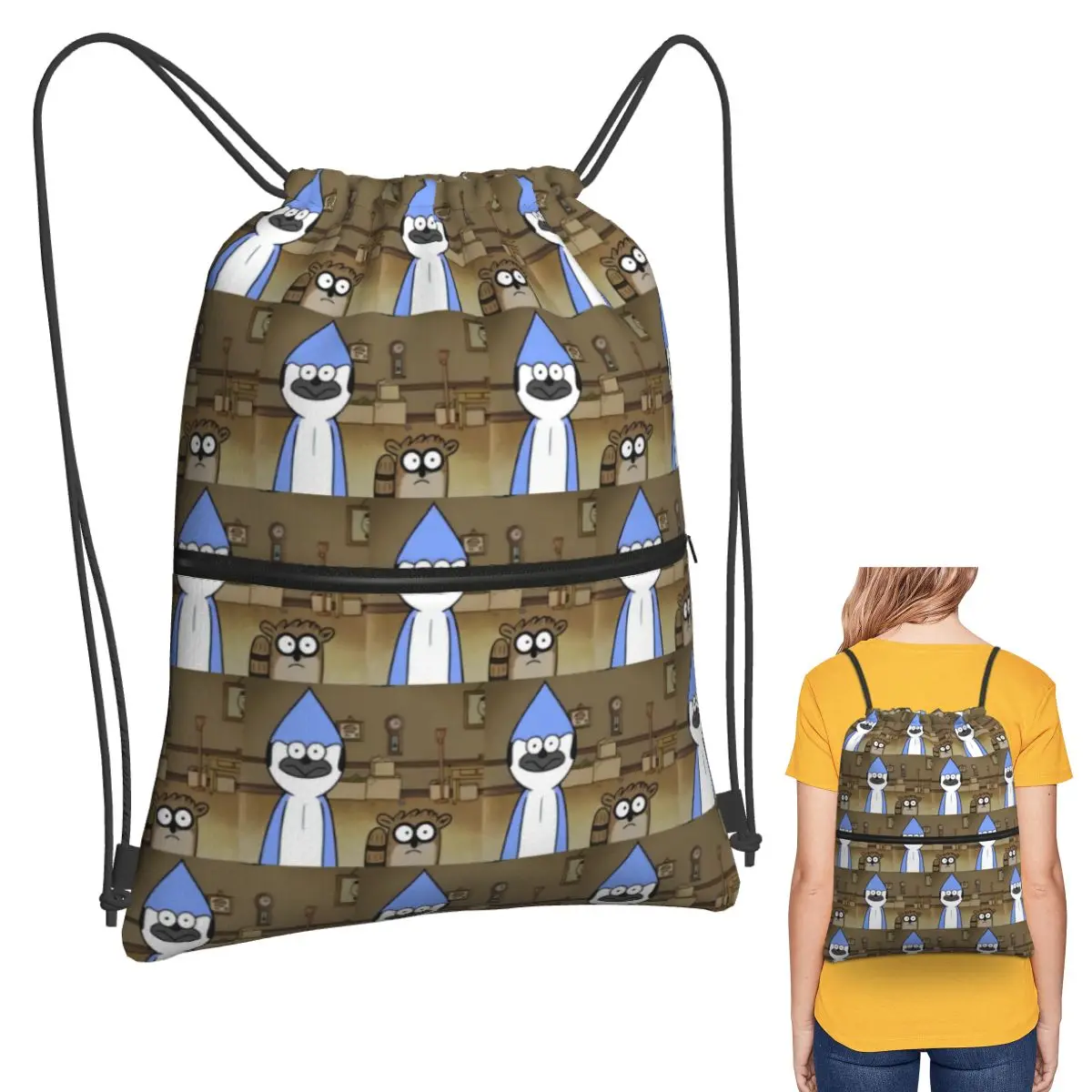 

Mordecai And Rigby Backpacks Fashion Drawstring Bags Shoes Bag Book Bags for Travel School