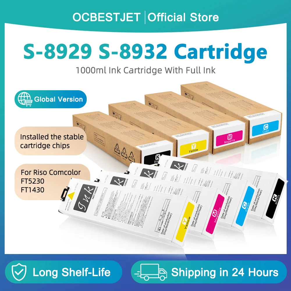 

For Riso ComColor Ink Cartridge S-8929 S-8930 S-8931 S-8932 For Riso ComColor FT5230 FT1430 Printer 1000ml/pc