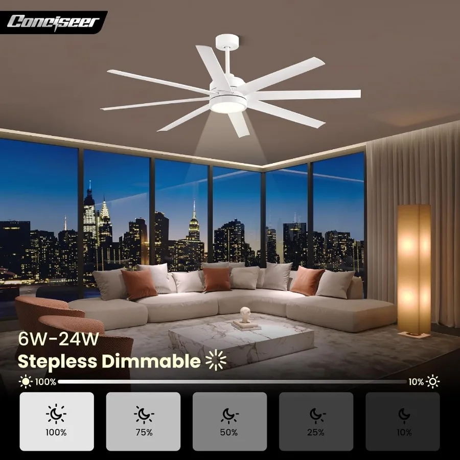 مراوح سقف حديثة مع أضواء مروحة سقف 65 بوصة مع ضوء وجهاز تحكم عن بعد لغرفة النوم وغرفة المعيشة والمطبخ والمكتب الداخلي والخارجي #4