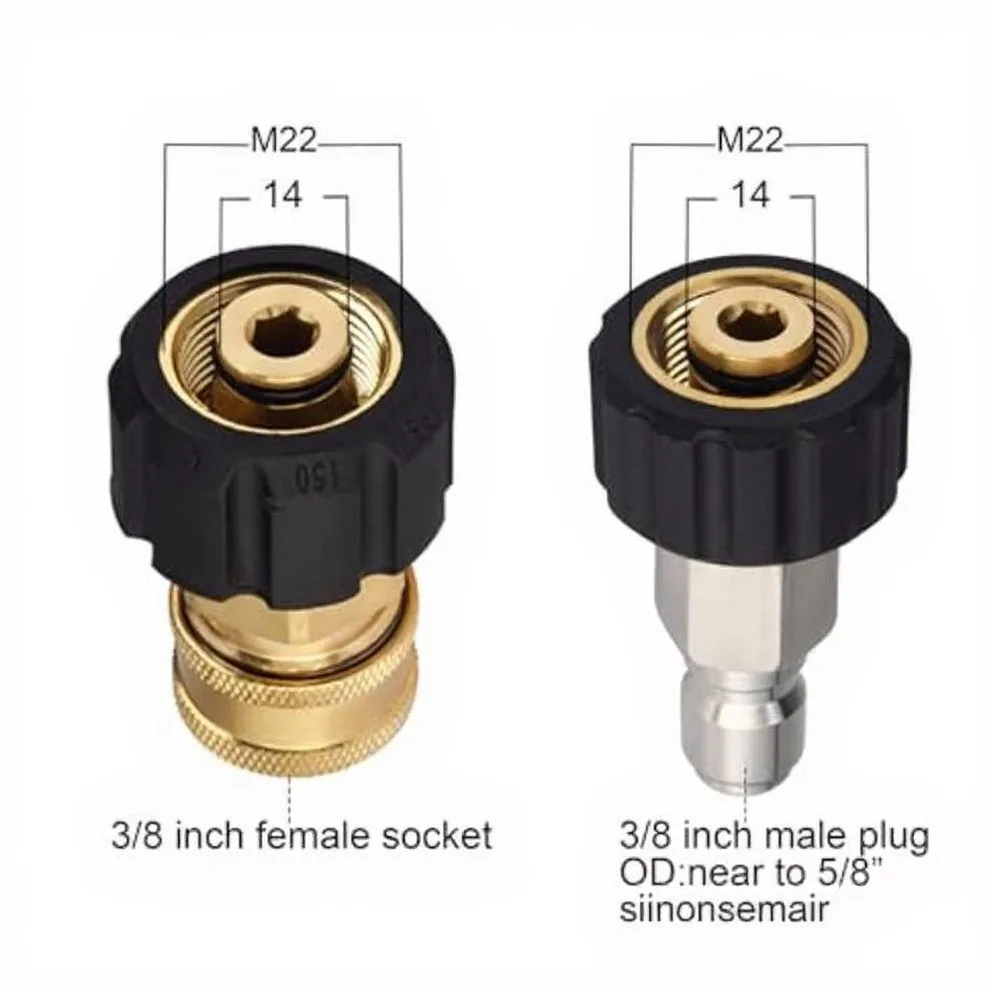Pressure For Washer Hose Connector Set M22 14mm Female to 3/8 Inch Male Quick Connect for Standard Cleaning Setup