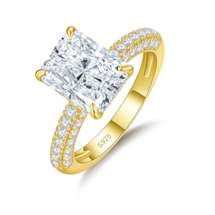 

AVECON 4CT Radiant Cut Moissanite Engagement Rings for Women, Perfect for Romantic Proposal, D Color VVS1 Lab Created Moissanit