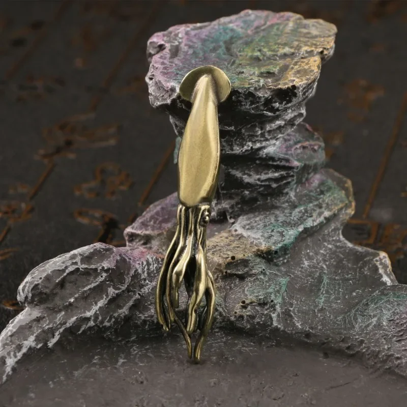 1PC Brass Squid Cuttlefish Mini Decorative Figurines Cute Marine Animals Desk Decoration Craft Collection Souvenirs Home Decor - Image 6