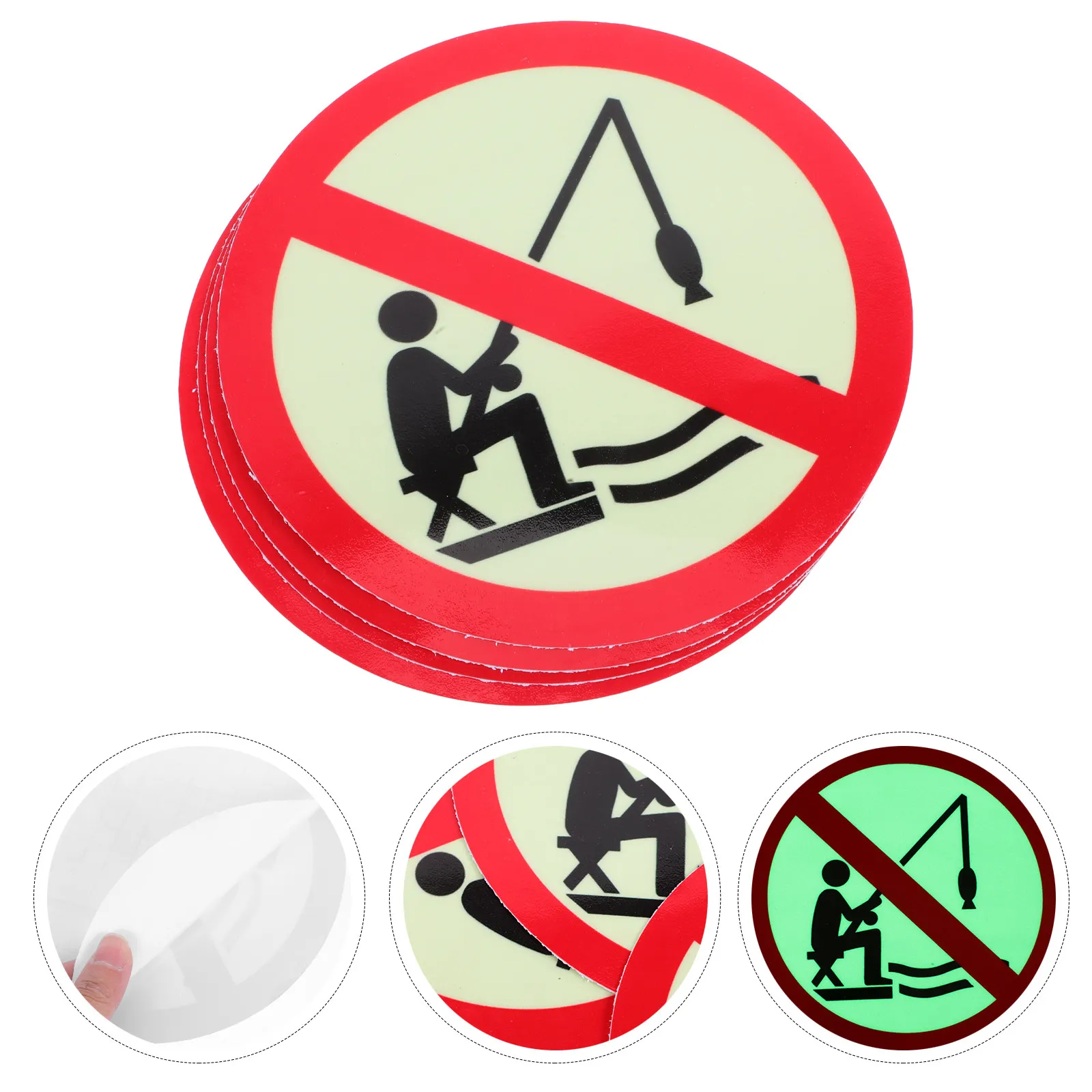 

4Pcs Luminous No Fishing Sign Self-Adhesive Warning Sticker for Parks Lakes Ponds Rivers Outdoor Public Areas Glow in Dark