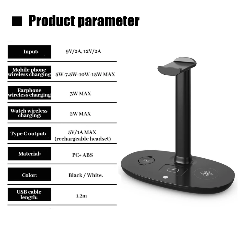 Imagem -06 - Auscultadores Destacáveis Stand para Airpods Max Suporte do Auricular Carregador sem Fio para Ios Telefone e Relógio Bluetooth Hanger 4in 1