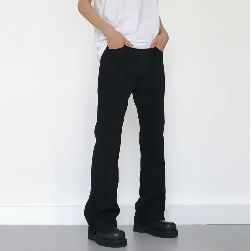

Autumn and Winter New High Street Retro Black Micro-flared Jeans, Men's Casual Loose Straight Leg Casual Wide-leg Pants Jeans