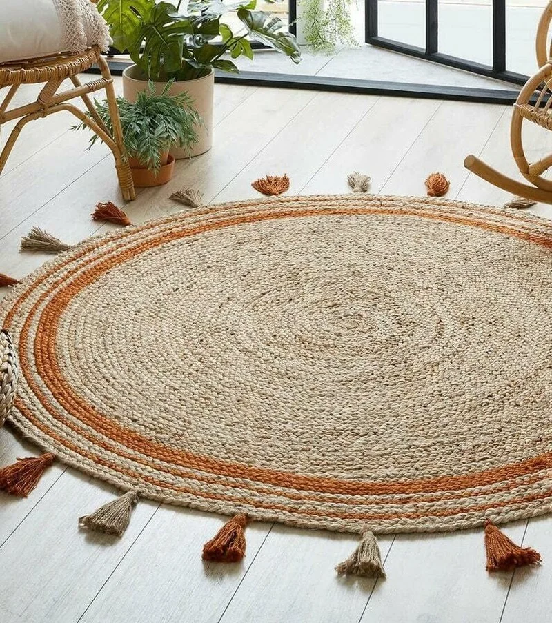 Jute Woven Multi Size Woven Hemp Rope Round Rug Round Rug Kids Room Kids Bedroom 5 X 5 Ft