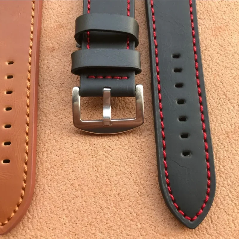 18mm 20mm 22mm 24mm Women Men Watchband Genuine Leather Watch Bands Straps Watch Accessories Coffee Black Belt Strap Raplacement