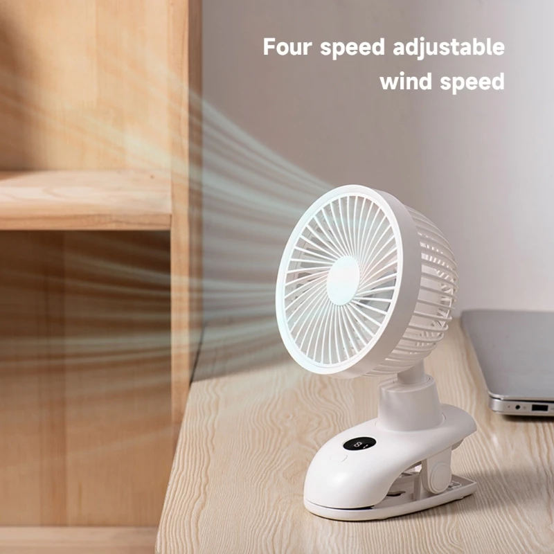 Mini ventilateur à pince de bureau ventilateur à pince à 4 vitesses avec vent fort tournant pour la maison