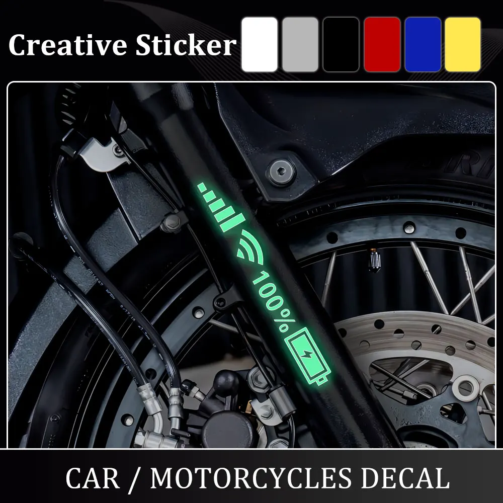 2pcs Motorcycle Glow Stickers 100% Wifi Battery Level Signal Funny Decal Moto Tail Box Waterproof Sticker Decoration Accessories