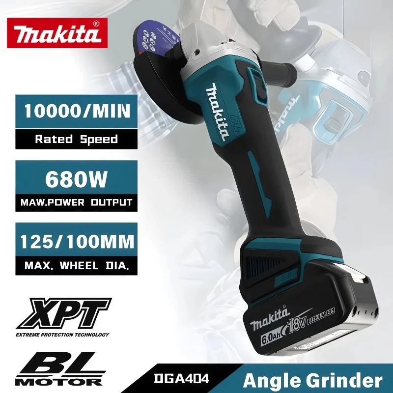 

Аккумуляторная угловая шлифмашина Makita DGA404 (бесщеточная) для резки и полировки металла и дерева, 18В, электроинструмент