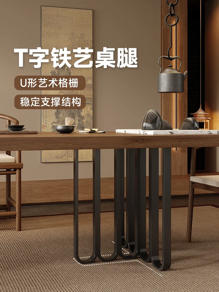 Solid wood log large board modern simple tea table tea table chair combination office home living room light luxury