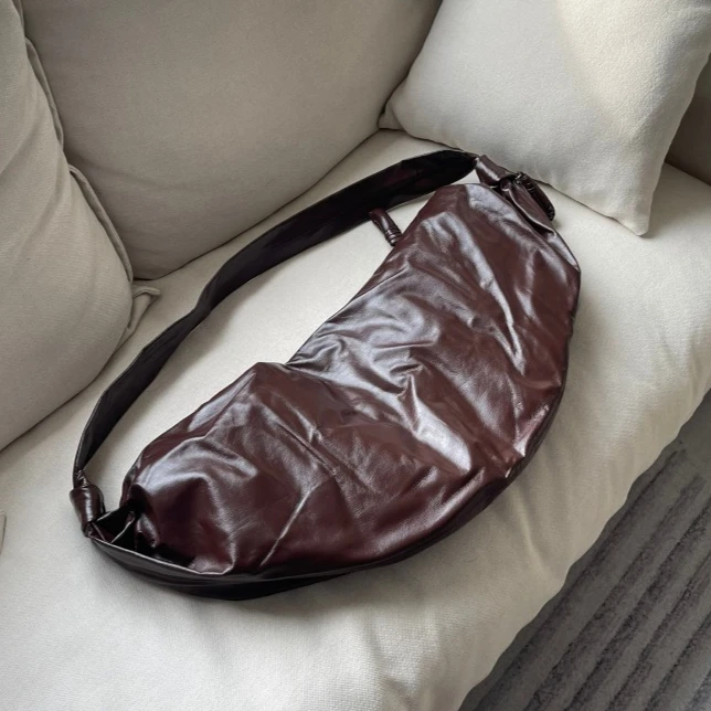 Top Quality Slightly Shiny Soft Cowhide Large Croissant Bag Women Bag