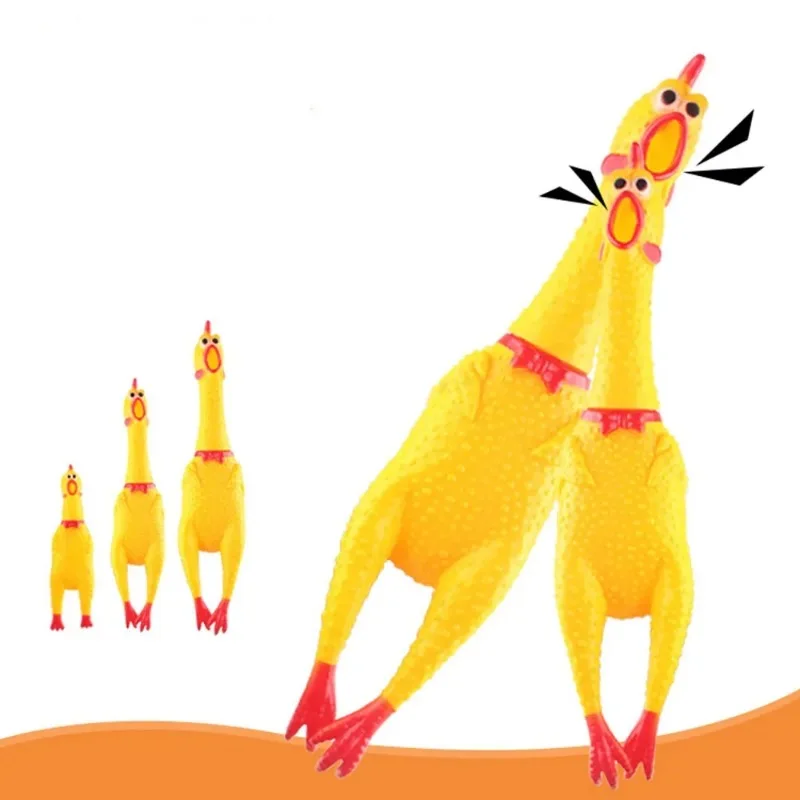 Screaming Chicken Squeeze Sound Toy Dog Toys Yellow Squeaking Chicken Toy Novelty and Durable Rubber Chickens Pet Dog Supplies