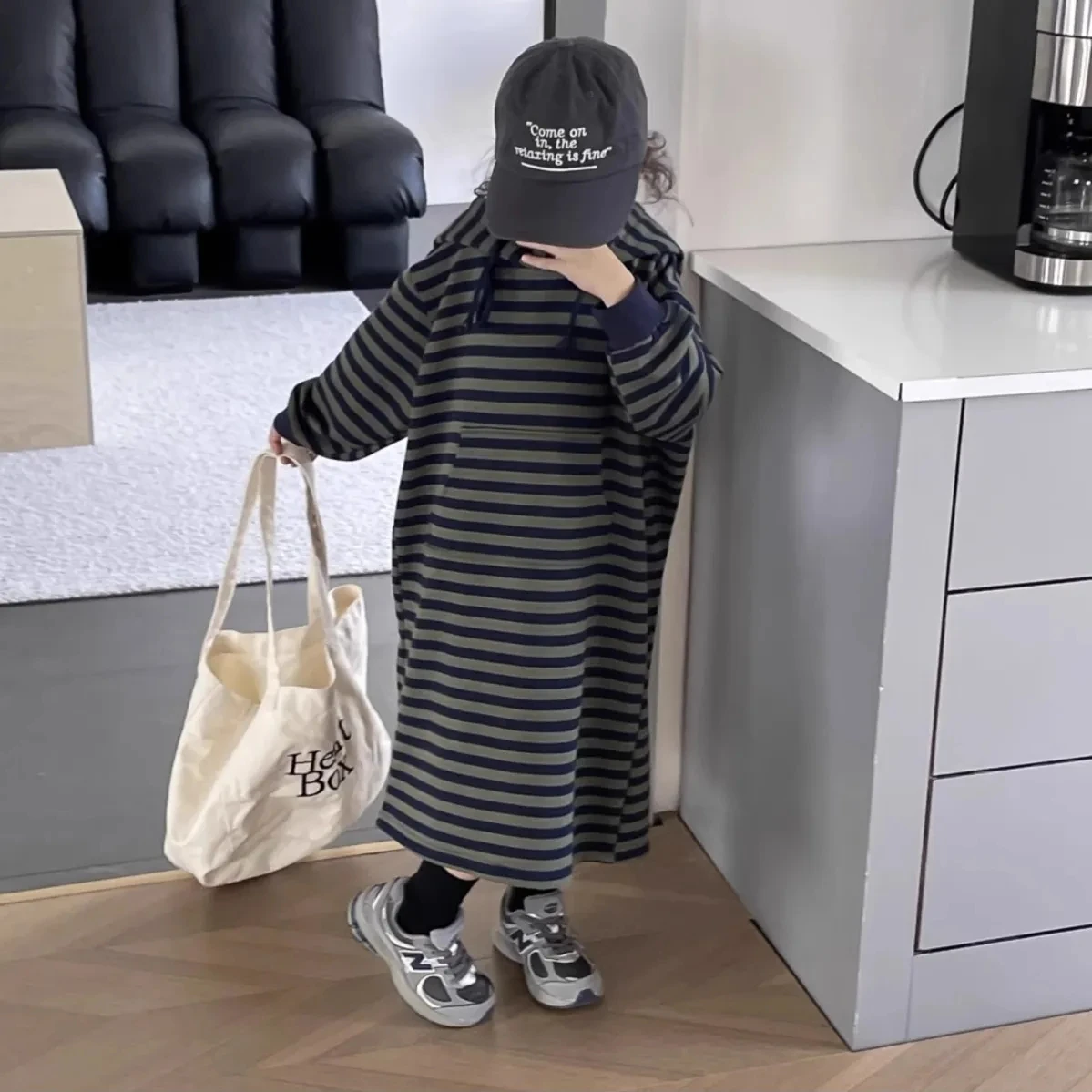 2-12 Years Kids Striped Hoodies Dresses for Girls Casual Loose Long Dress Children Casual Hooded Dress Toddler Fall Outfits  8 9