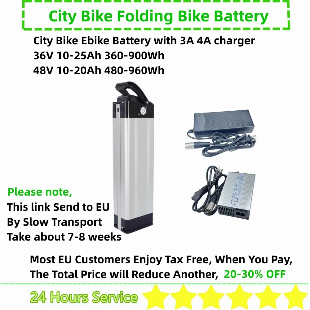 

City Bike Folding Bike Ebike Battery 36V 20Ah 22.5Ah 25Ah 48V 18Ah 20Ah Silver Fish E-bike Battery with Charger 250w 500w 750w