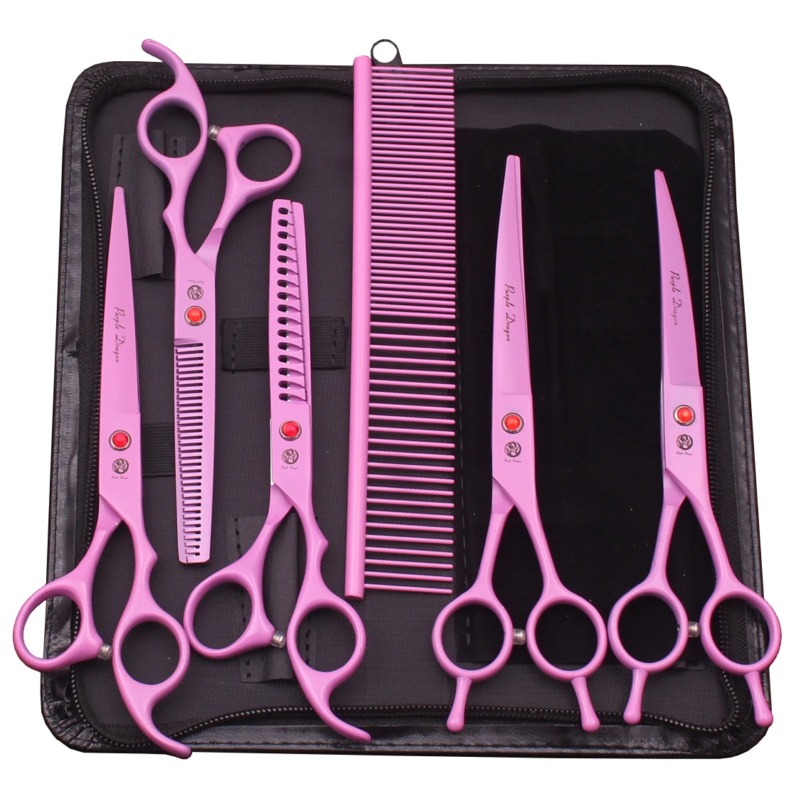 Paarse Draak Hond Grooming Schaar Kit 7 "6.5" Roestvrij Huisdier Gebogen Schaar Dunner Schaar Rechte Schaar Chunker Z3002