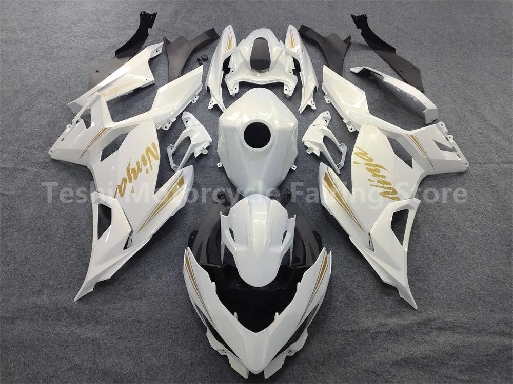 Бесплатный комплект обтекателя мотоцикла на заказ, подходит для Ninja 400 2018 2019 2020 2021 2022 2023 2024 ZX400 18-24 обтекатель белого золота TS