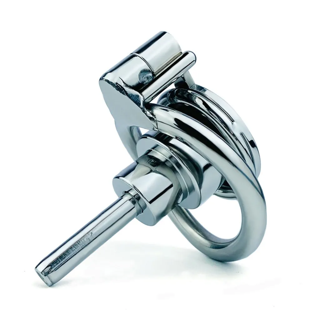 FRRK Stainless Steel Inverted Male Chastity Cage Device With Metal Urethral Catheter Lock Cock Penis Rings 정조대 Sex Toys For Men