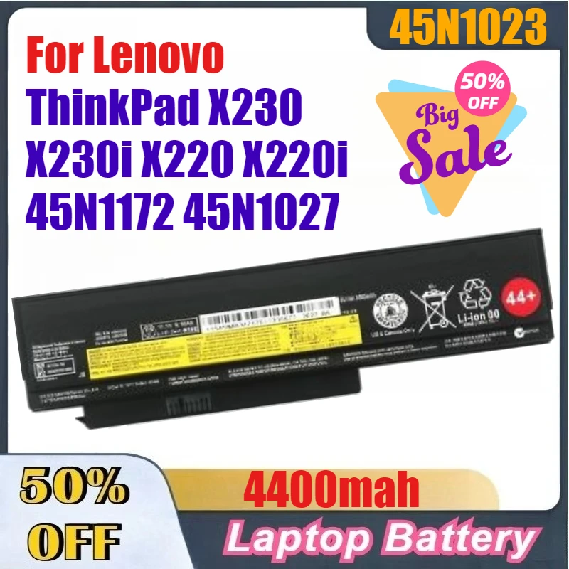 4400mAh High-Performance 45N1023 11.1V 63Wh Laptop Battery for Lenovo ThinkPad X230 X230i X220 X220i 45N1172 45N1027