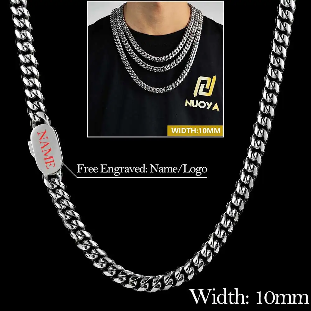 6//12mm Hip Hop Schmuck luxuriöse Miami Edelstahl Halskette für Männer kostenlos benutzer definierte Logo kubanische Glieder kette