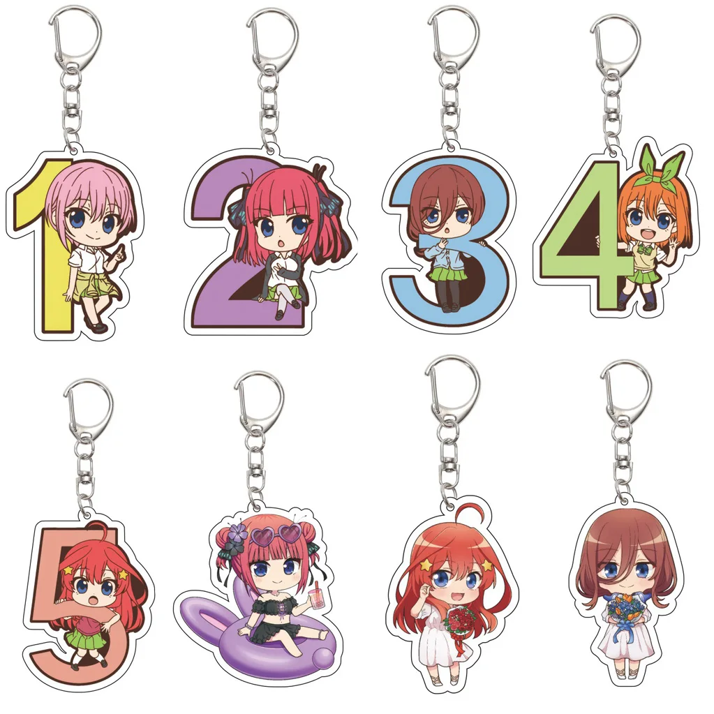 55MM Anime The Quintessential Quintuplets ‌   Schlüsselanhänger Nakano Ichika Nakano Nino Nakano Miku Acryl-Schlüsselanhänger Weihnachtsgeschenke