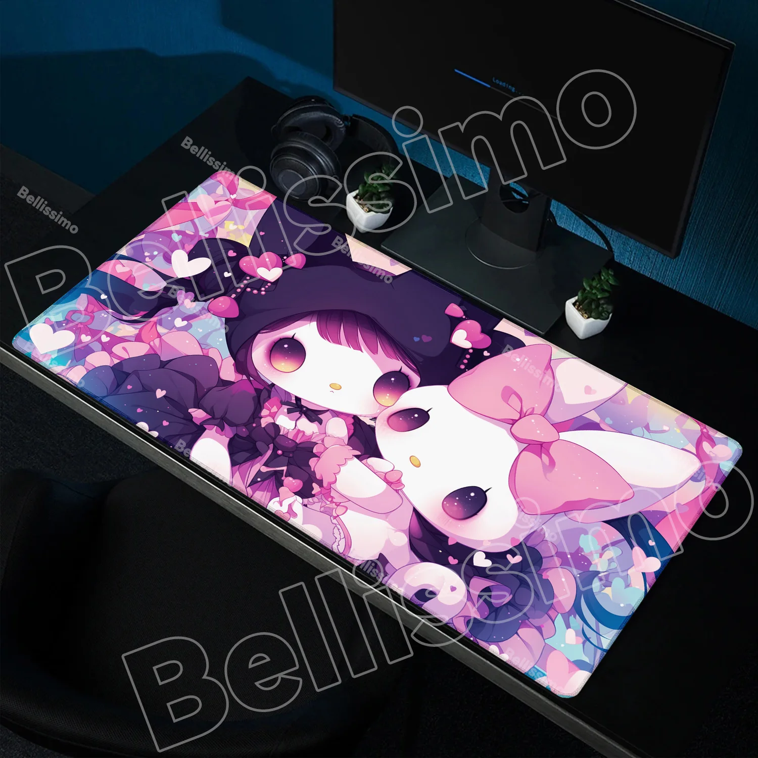 

Hot Lovely Kuromi Mousepad HD Printing Computer Gamers Locking Edge Non-slip Mouse Pad XXL 90x40cm Keyboard PC Kawaii Desk Pads