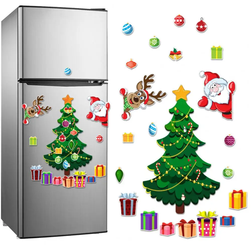 Reusable Refrigerator Magnets Waterproof Christmas Magnets Festive Christmas Refrigerator Magnet Set with Santa for Kitchen