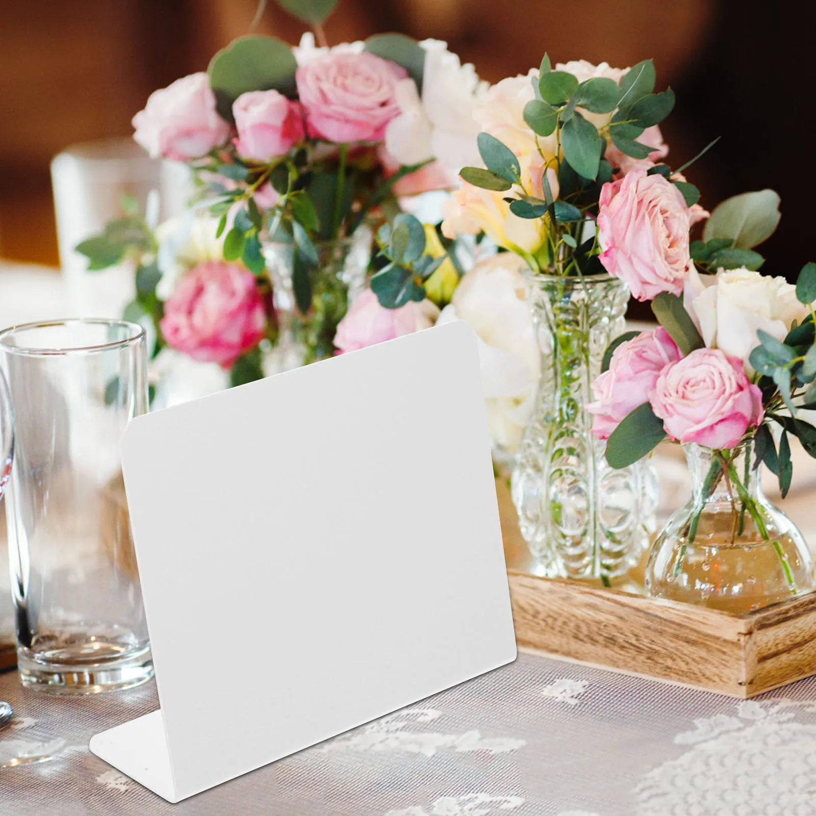 

10Pcs Acrylic Table Number Sign Writable Desk Name Plate Stable Base Wedding Event Display Stand Dry Erase Board Reusable