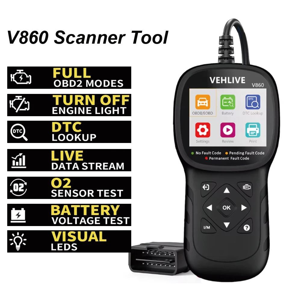 

Obd2 Scanner Car accessories Automotive diagnostic tools Engine Fault Code Reader With Battery Tester OBDII/EOBD Scanner Tool