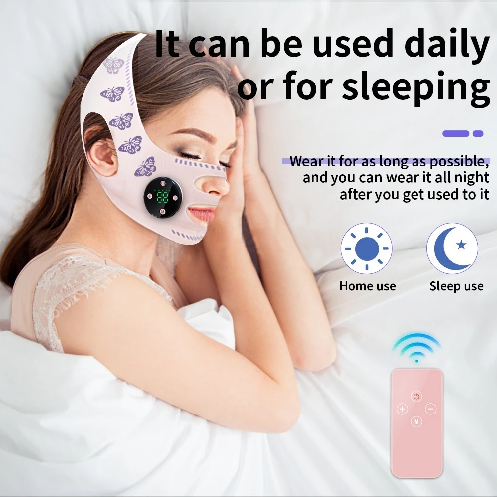 Face Lifting Device - Anti-aging EMS-stimulator met afslankband, gezichtstoner voor vermindering van dubbele kin en wanglift