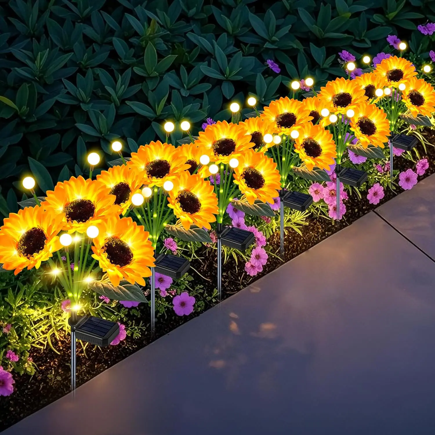 Solar Sunflower Lights with Luminous Pole LED Waterproof Garden Stakes For arden Yard Lawn Night Lights Landscape Decor Lamp