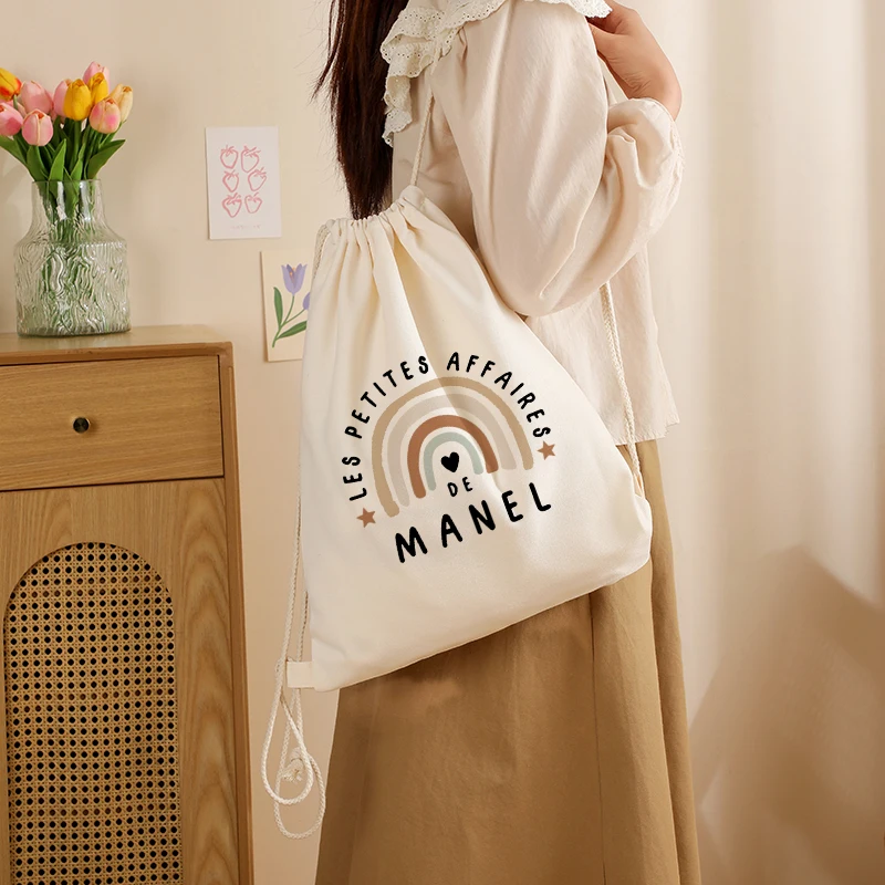 Rainbow Patterns Drawstring Bag Kindergarten for Kids Sports Bag Preschool Bag Gym Dance Girls Shoe Pouch Christmas Gifts