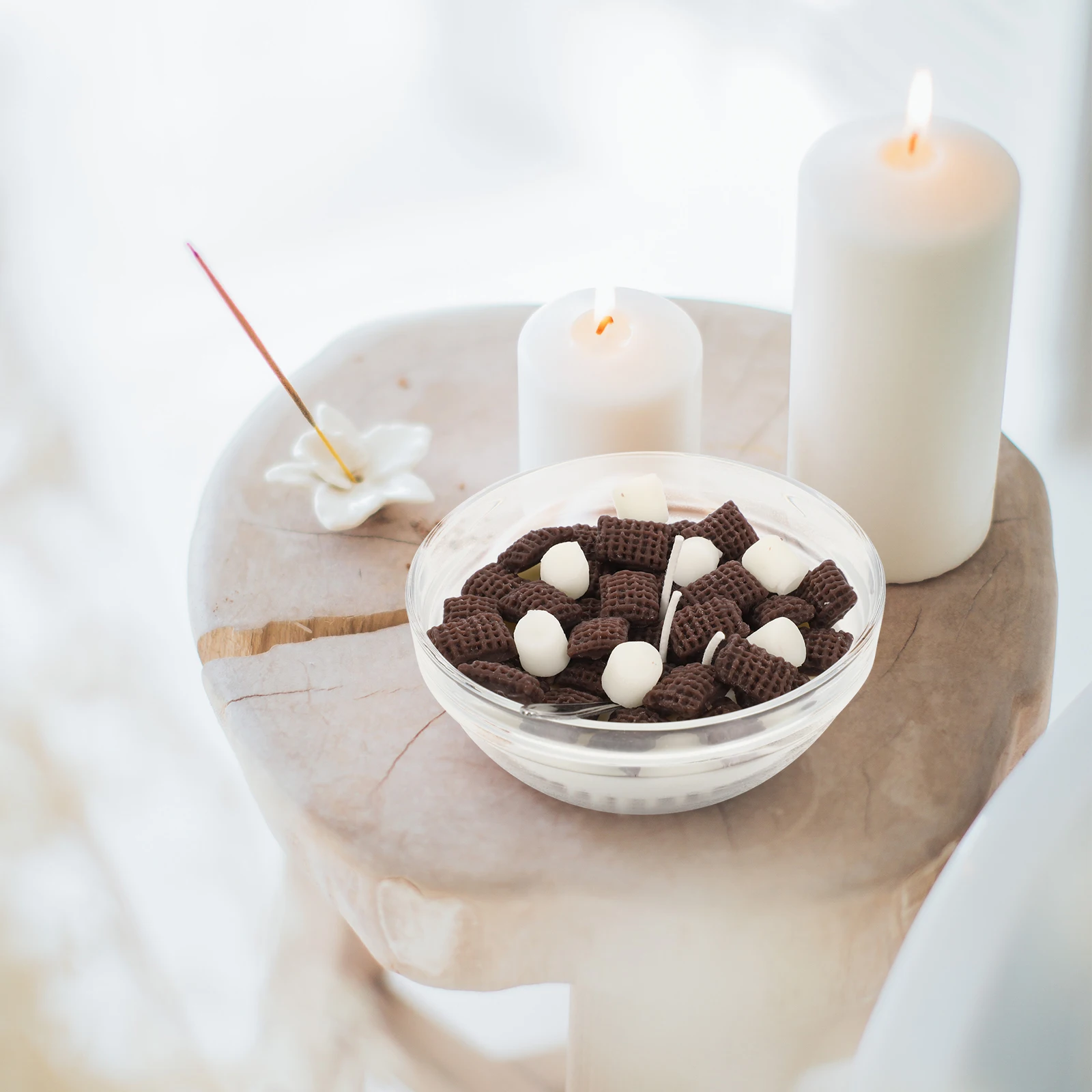 

Scented C Cereal Bowl Soy Wax Mini Stainless Steel House Decor Gifts Christian Birthday Aromatherapy Food Shaped Desk