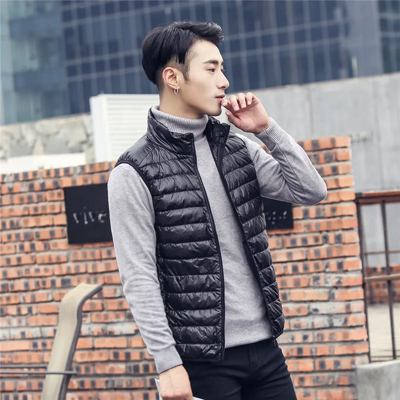 Lightweight down Vest Men's Clothing Durable ex Long Sle White Du Feather Filled Thin lin Jaet for Autumn