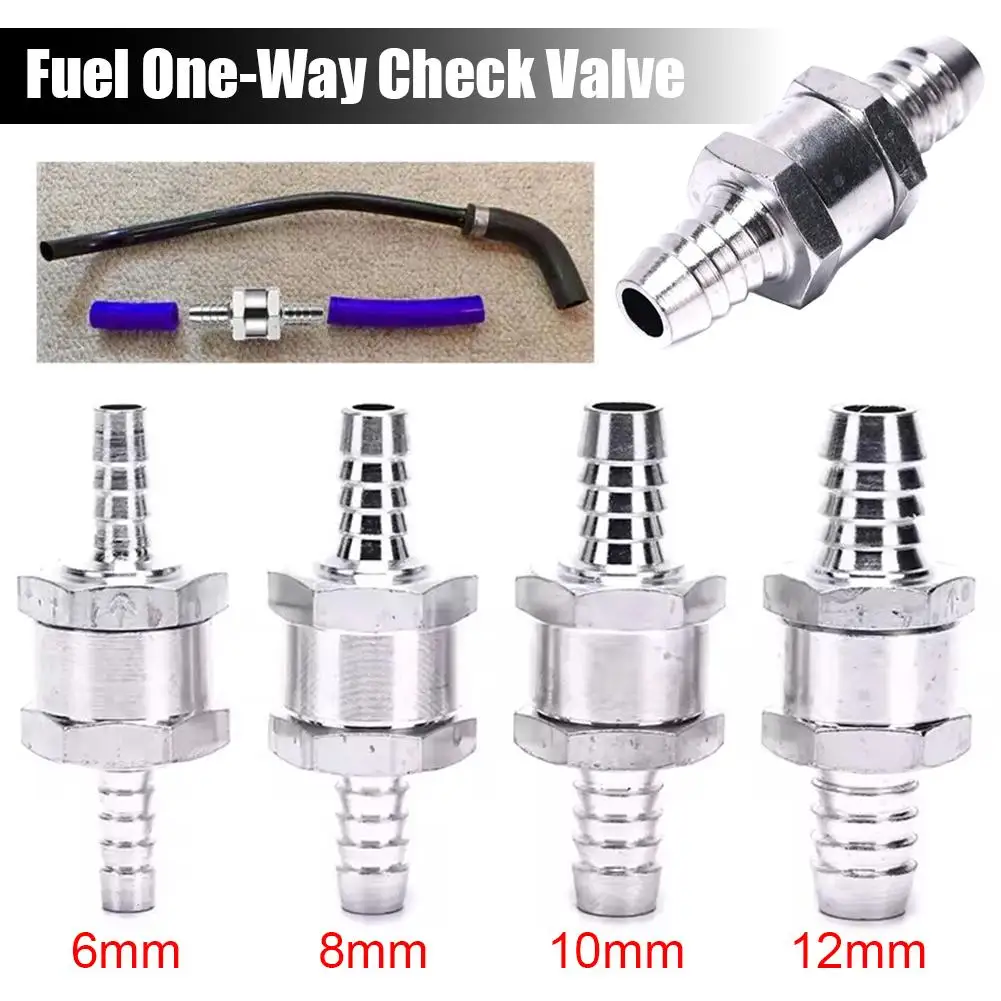 Car One-way Non-return Check Valve 6/8/10/12mm Aluminum Alloy Water Water Fuel Fuel Air Diesel Way Petrol Vacuum Gas Line N0K3