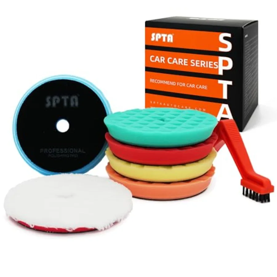 

Polishing Pads, 5Pc 6 Inch 150mm Orbital Buffer Polisher Pads and 1Pc Microfiber Buffing Pads, Foam Polish Pad for Compounding,