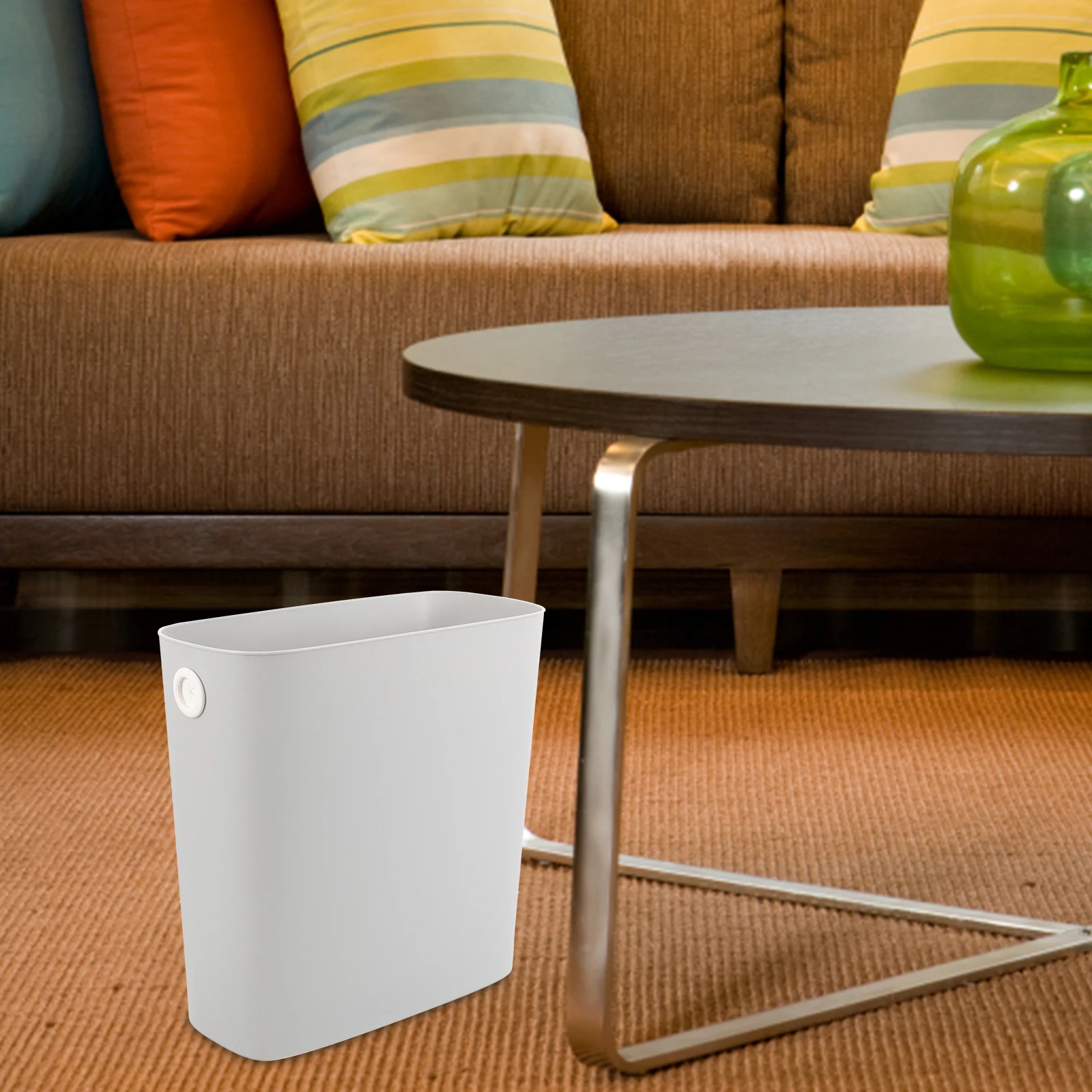 

1pcs Crevice Trash Can Warm Grey Slim Kitchen Bin Narrow Space Garbage Bucket Bathroom Bedroom Office Waste Storage Bucket Large