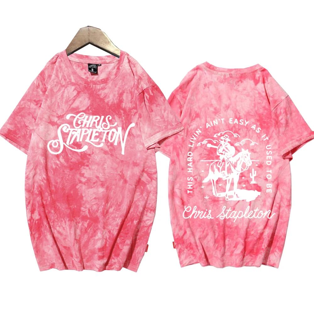 Chris Stapleton 2024 Tie Dye Shirts  Man and Woman Harajuku Summer Casual Tee Tops Regular Unisex Printing Oversized T Shirt