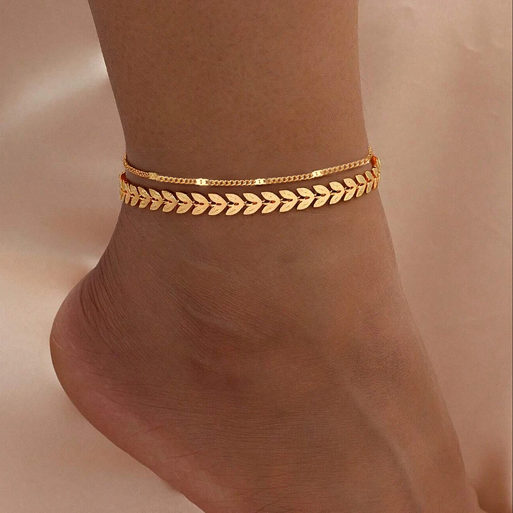 Bracelet de cheville pour femme en acier inoxydable