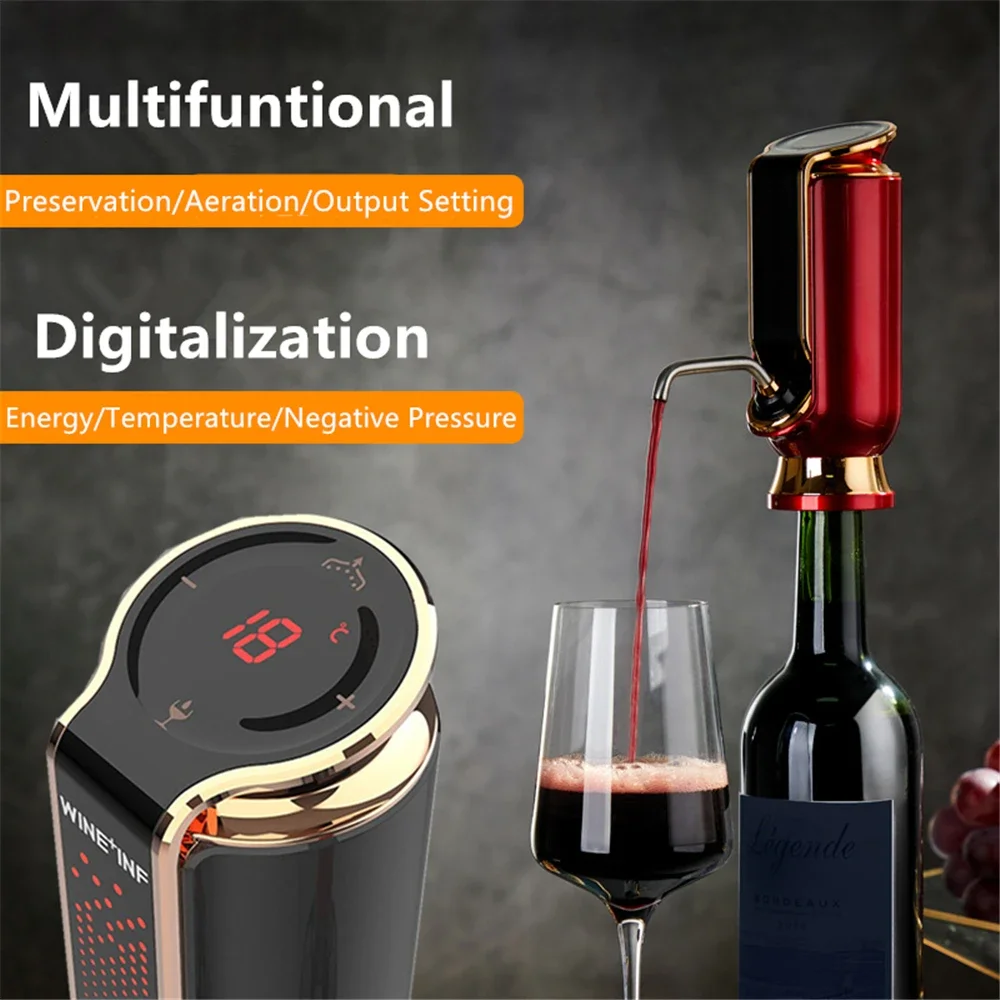 

USB Charging Electric Red Wine Decanter Auto Quick Wine Aerator Vacuum Fresh-keeping 10-Days Whiskey Dispenser Cider Wine Pourer