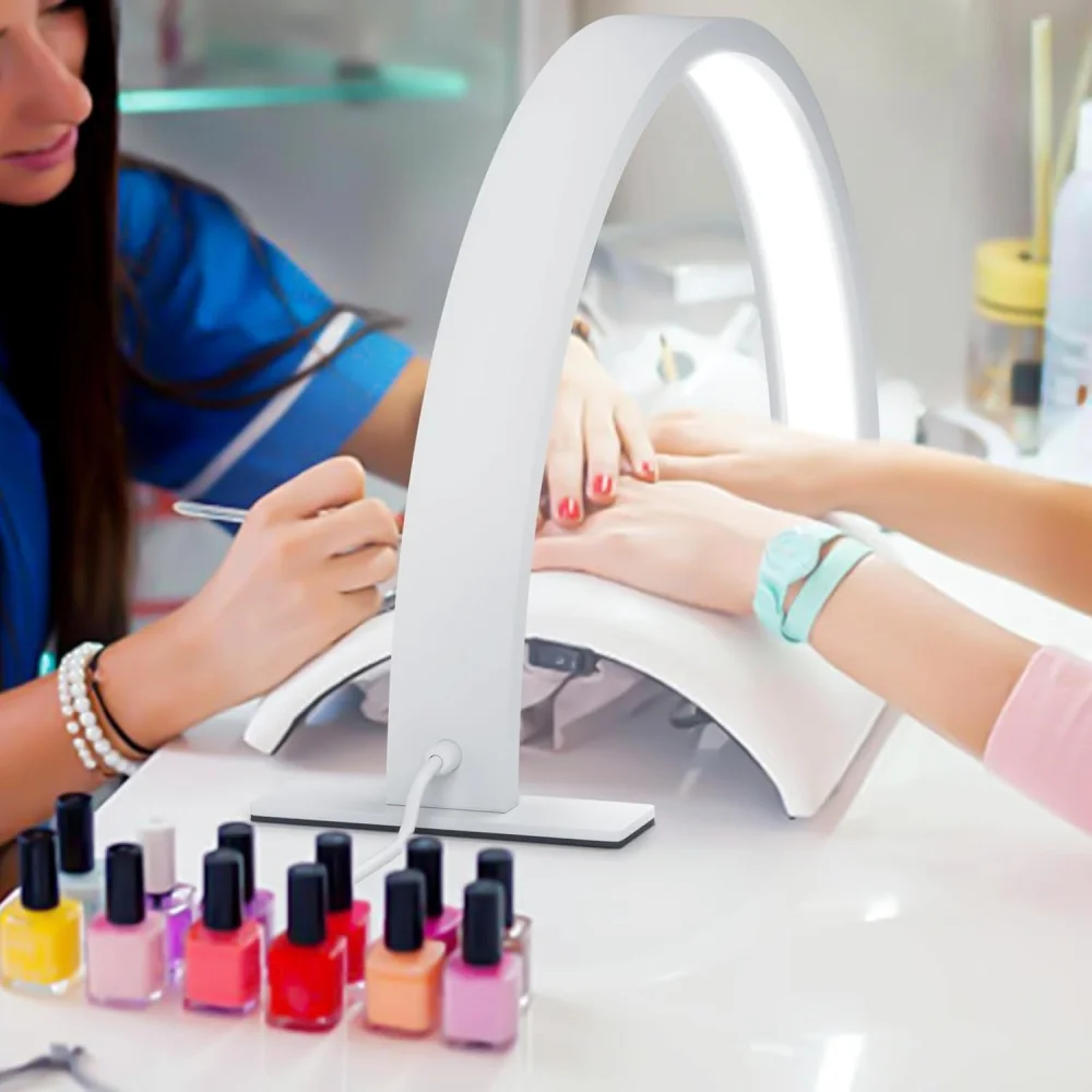 مصباح أظافر LED، مصباح أظافر يعمل بمنفذ USB، أضواء محمولة على شكل نصف قمر لمكتب الأظافر، ضوء عمل صالون التجميل، الإضاءة