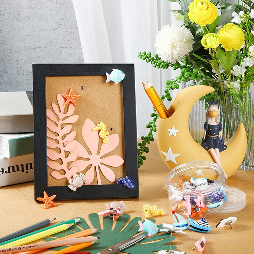 

36Pcs Creative Ocean Pattern Pushpins Strong Hold Thumb Tacks for Photo Wall Map Decoration Desk Accessories Women Office