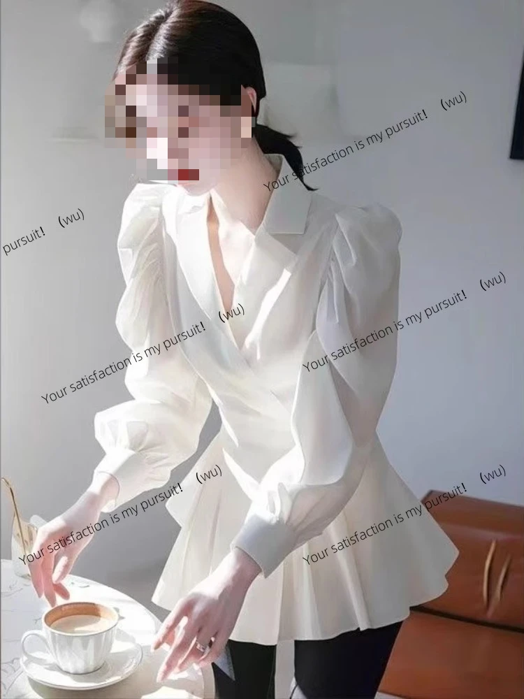 

ZOCI-Women's Loose Long Sleeve Vintage British Style Top, Jacket with Slits and V-Neck, Button-Up Jacket