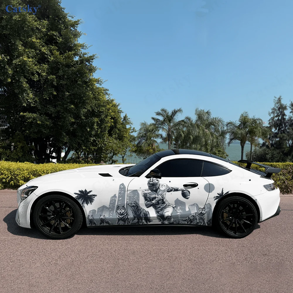 Rugby Player Colorful Car Vinyl Wraps Decal Self-adhesive PVC Sticker Suitable for Trucks SUV Decoration Auto Accessories Gift