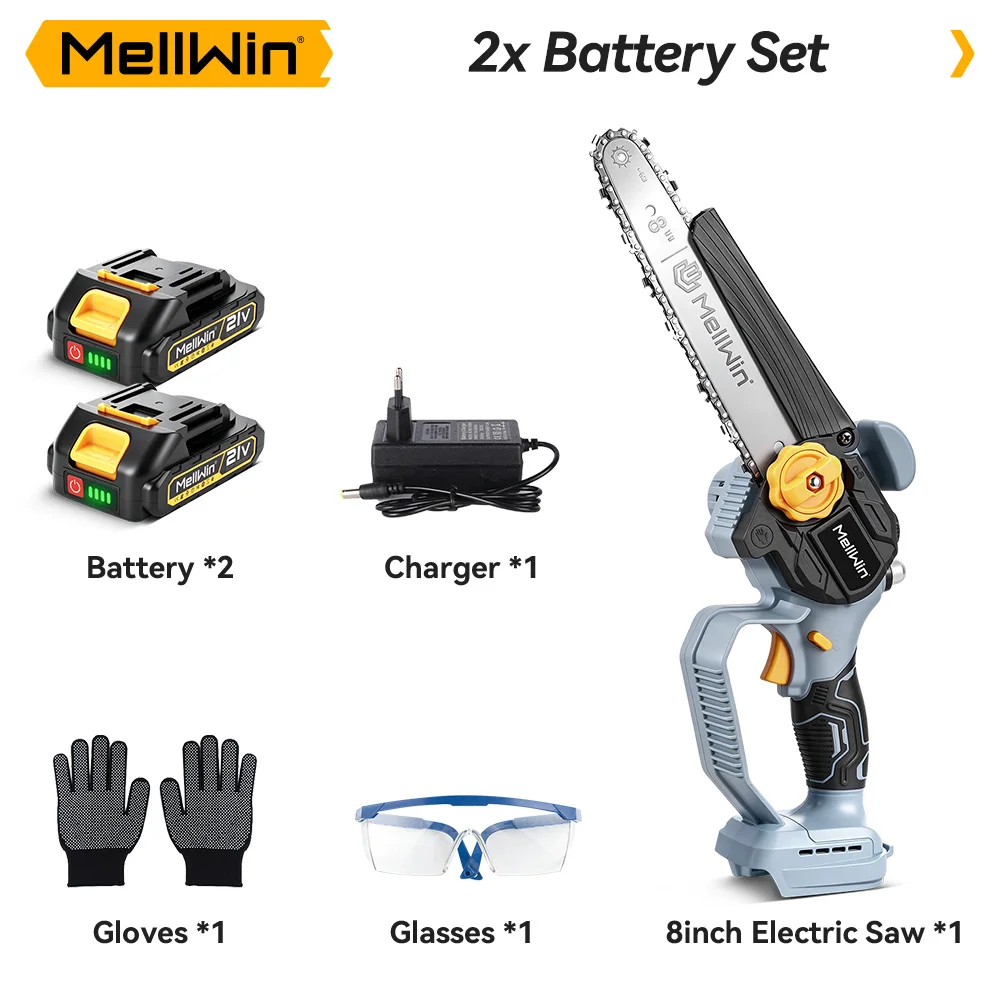 MELLWIN 8 Zoll Bürstenlose Elektrische Kettensäge 4500W Garten-Holzschneidemaschine Baumschnitt-Säge Elektrowerkzeug für Makita 18V Akku – Detail 23