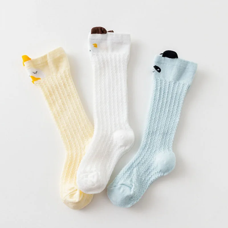 Summer Baby Socks Outdoor Anti-mosquito Newborn Infant Mesh Knee High Socks Cute Animal Cotton Breathable Kids Long Socks