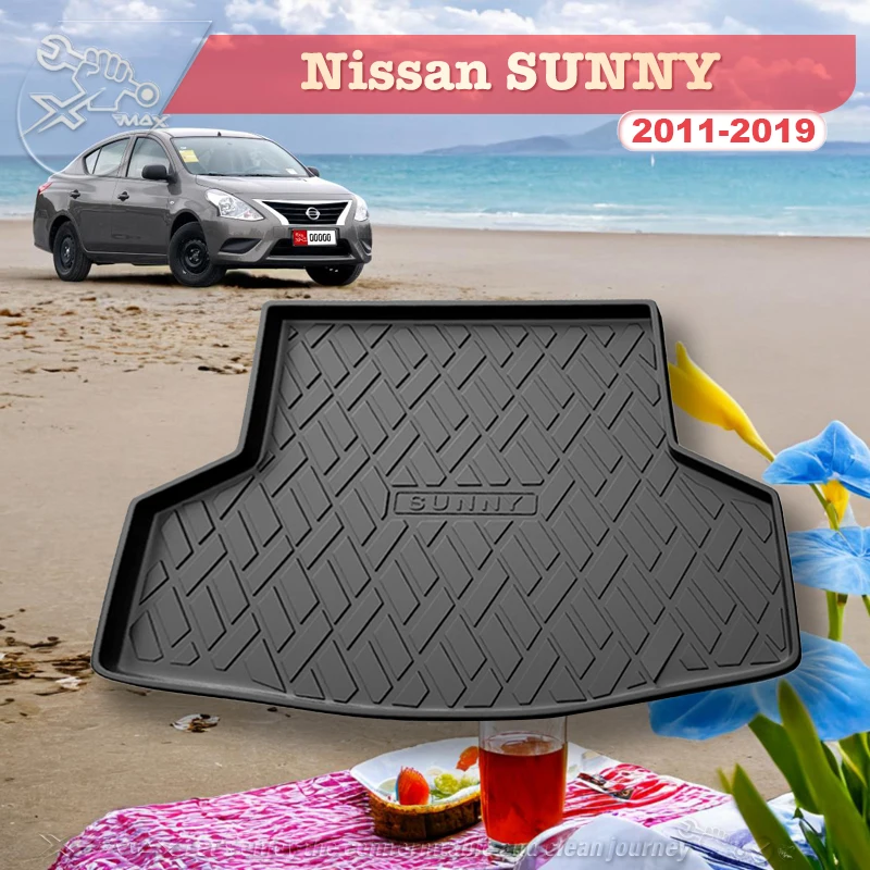 For Nissan SUNNY 2011-2019 Custom Fit Car Trunk Mat All Season Black Cargo Mat 3D Shaped Laser Measured Trunk Liners